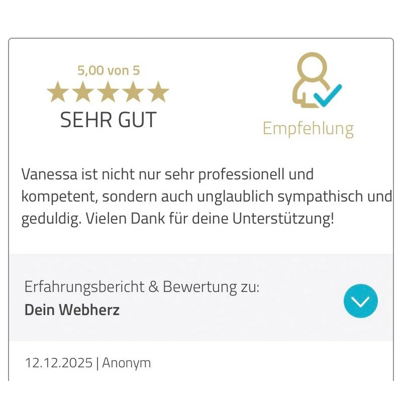 Kundenrezension bei Proven Expert für die tolle Begleitung von Vanessa Lagnach zur eigene Website.