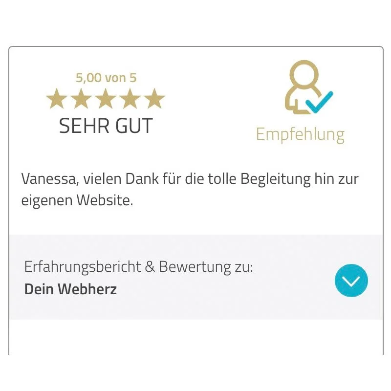Eine Kundin beschreibt die Arbeit mit Dein Webherz als sehr positiv.