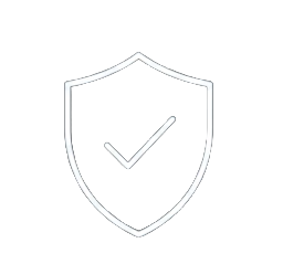 White shield with a checkmark inside on a black background