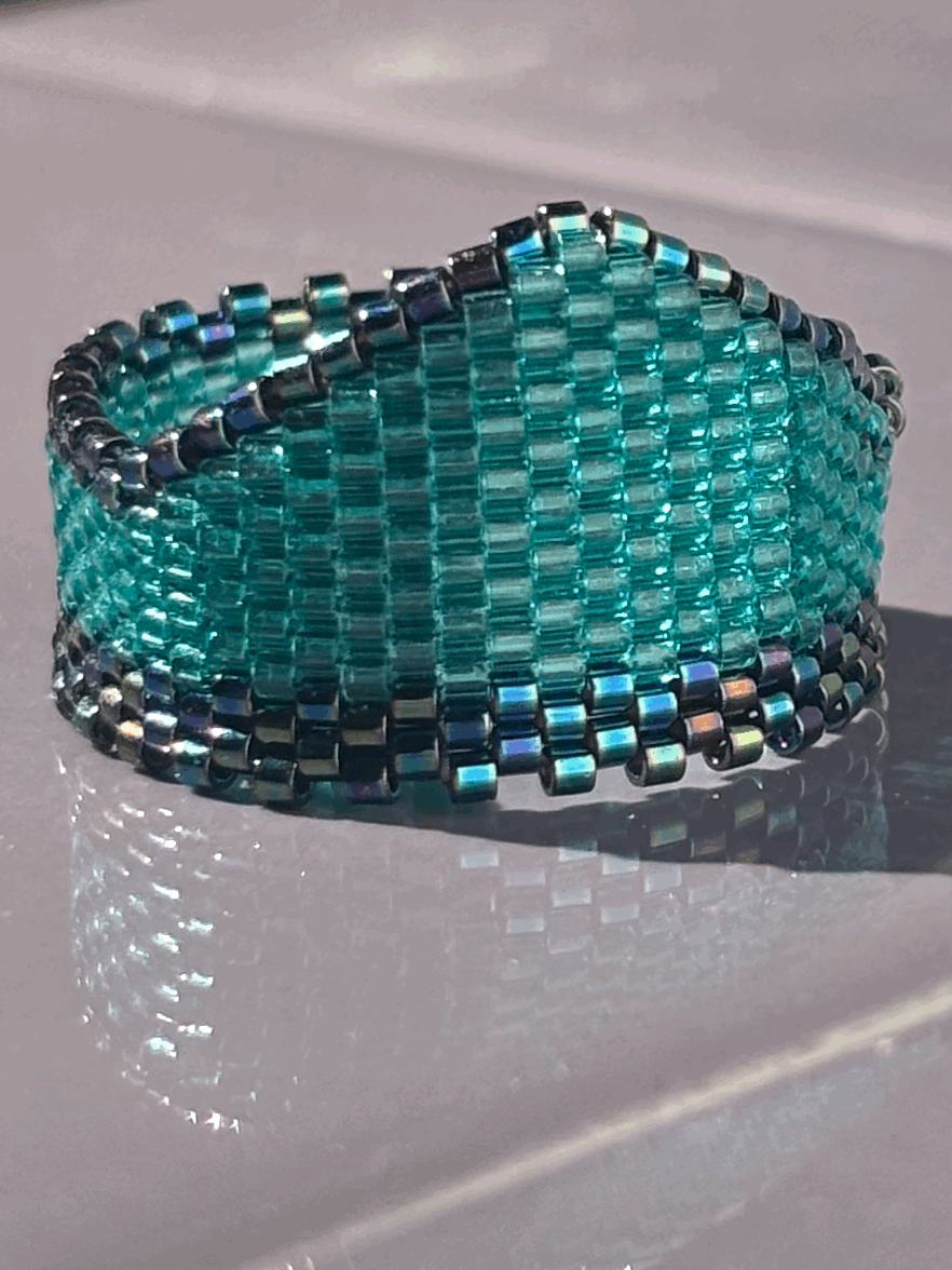 Aqua Iris Widow's Peak ring