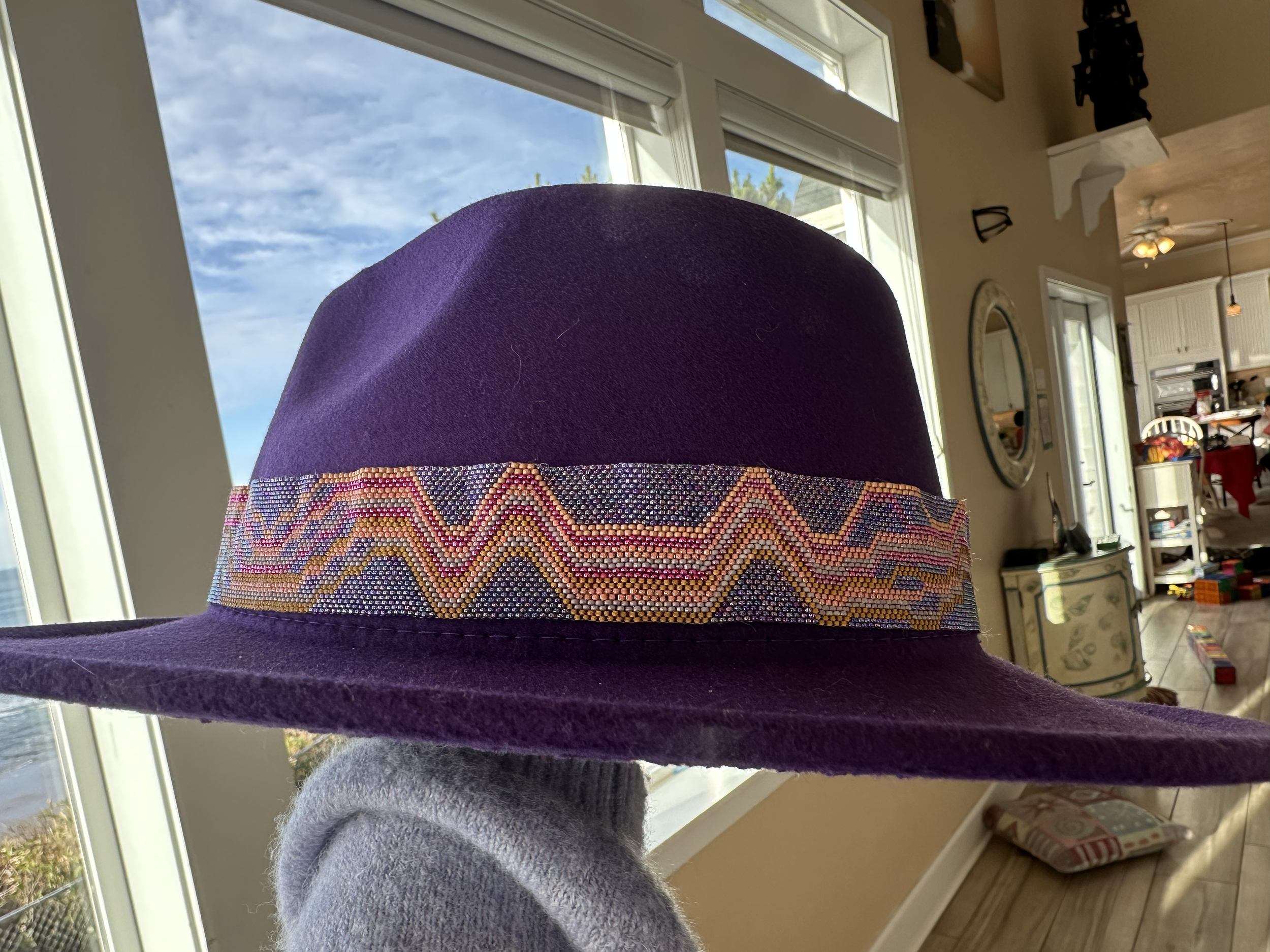 Another view of the beaded hat band