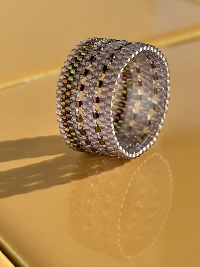 Lavender Bronze Iris Double Latticed ring