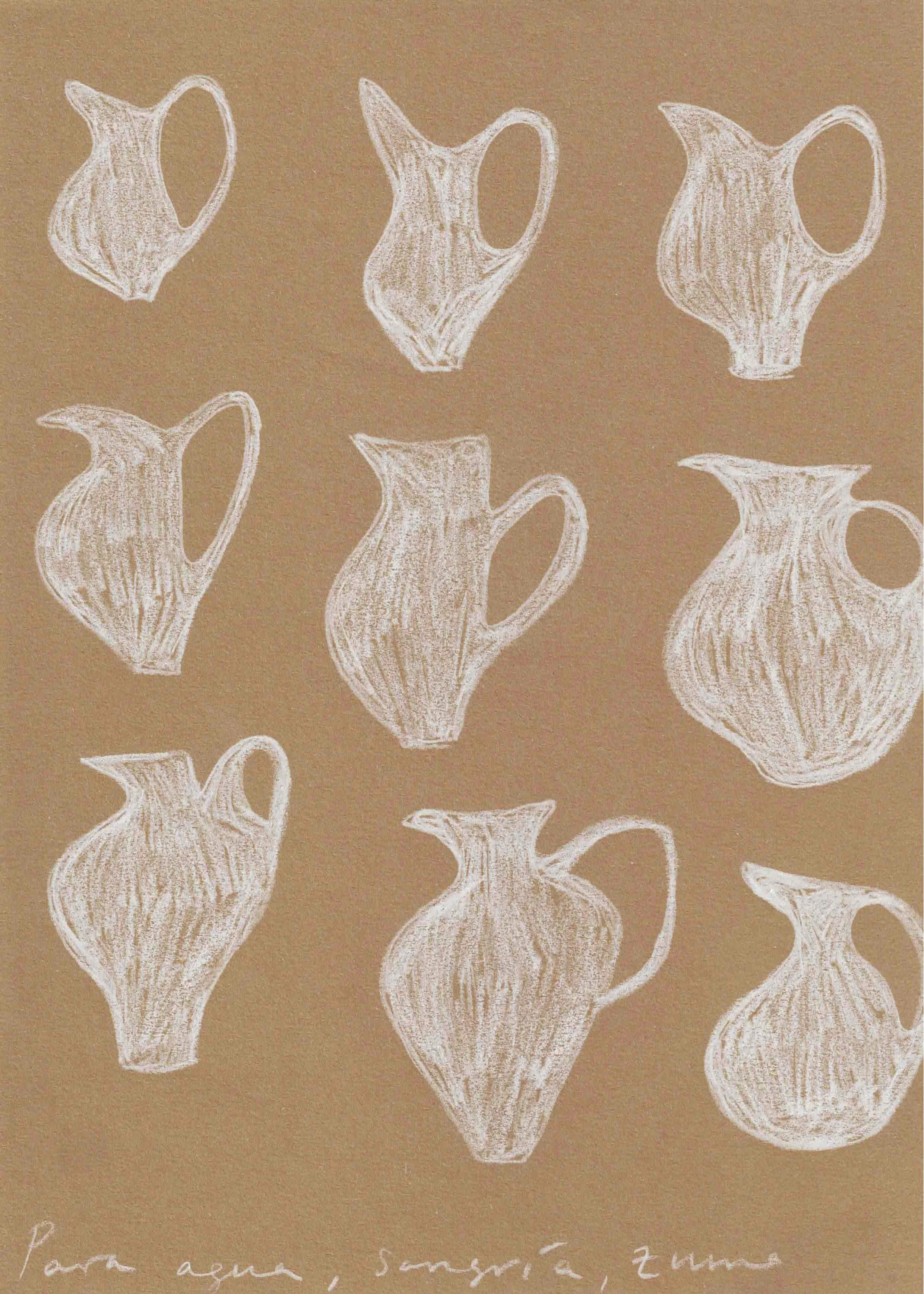 Form studies, water jugs for Form & Objekt, pencil on paper, 2026