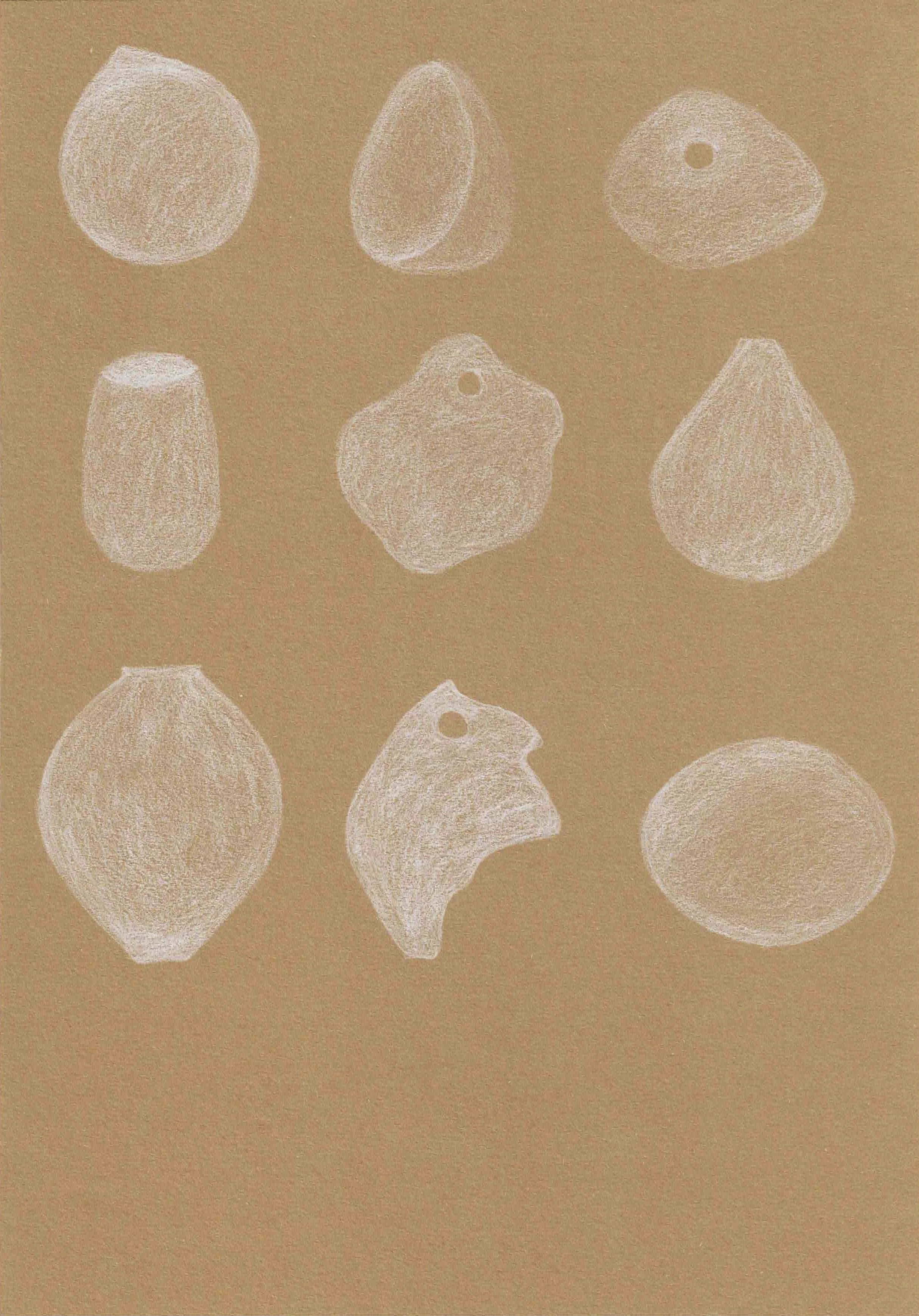 Form studies, memories of the sea, pencil on paper, 2024