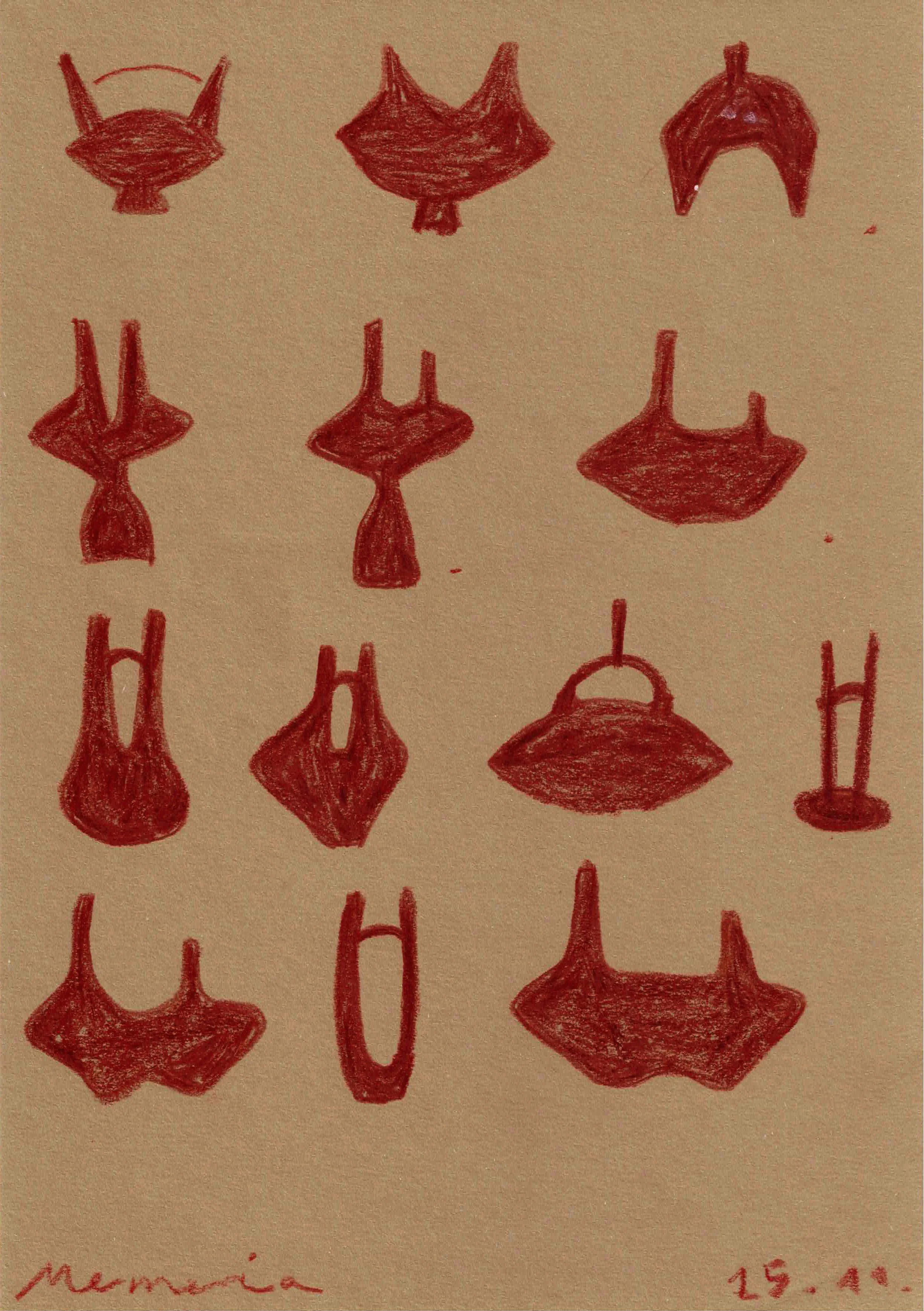 Form studies and memories, pencil on paper, 2024