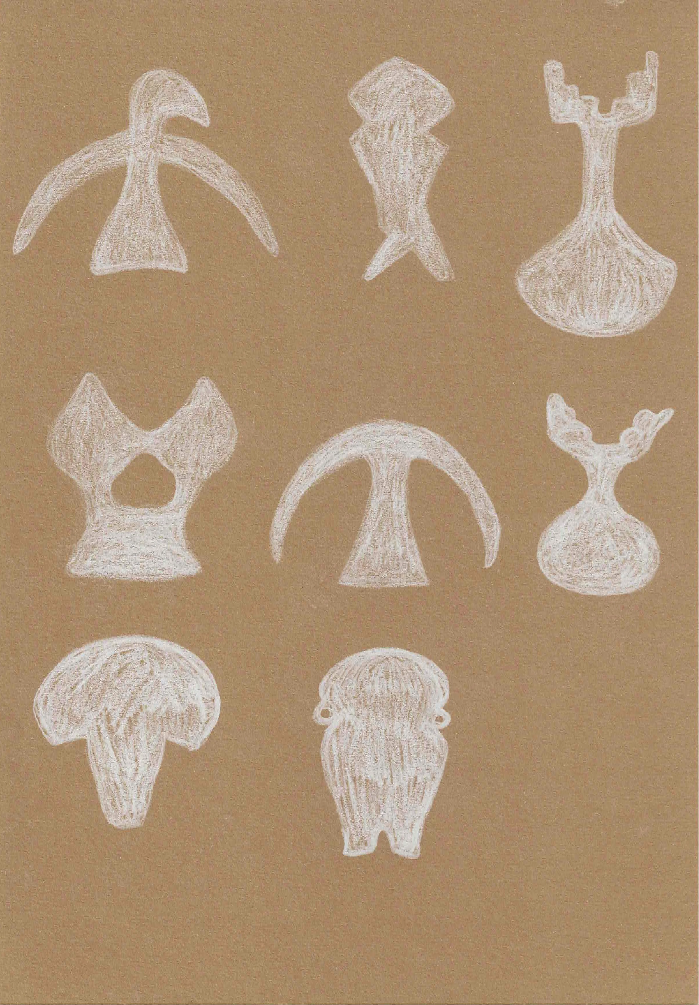Form studies, ceremonial objects, pencil on paper, 2024