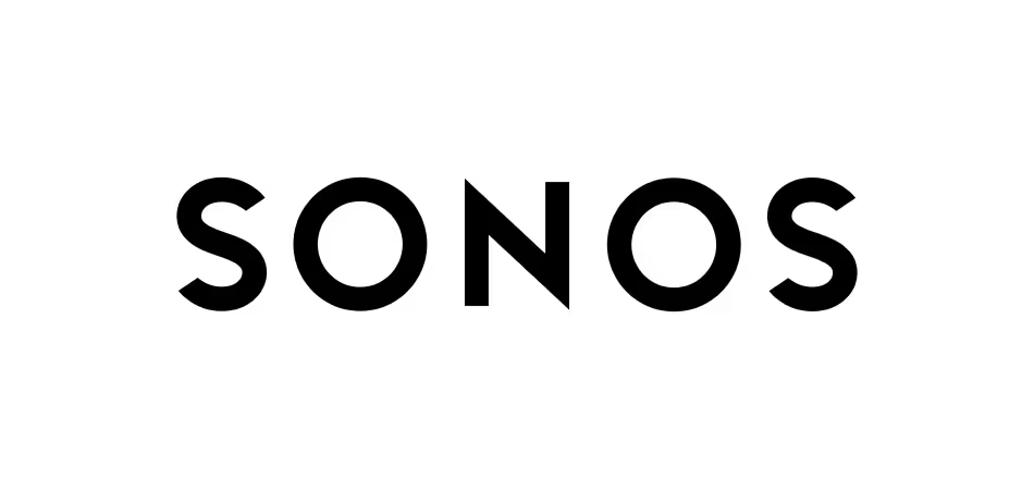 SONOS logo in black letters on a white background.