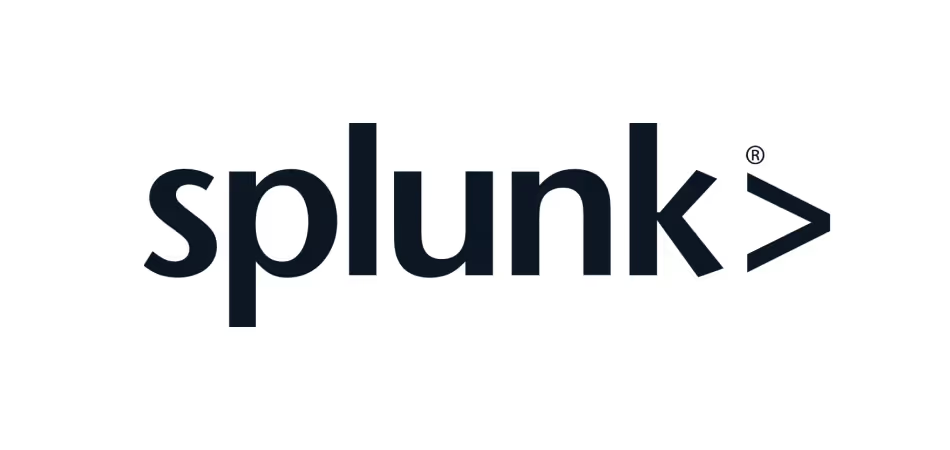 Splunk logo in black text with a greater-than symbol on a white background.