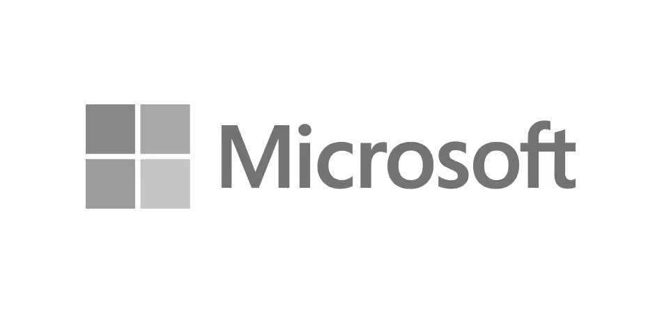 Microsoft logo in grayscale on a white background.