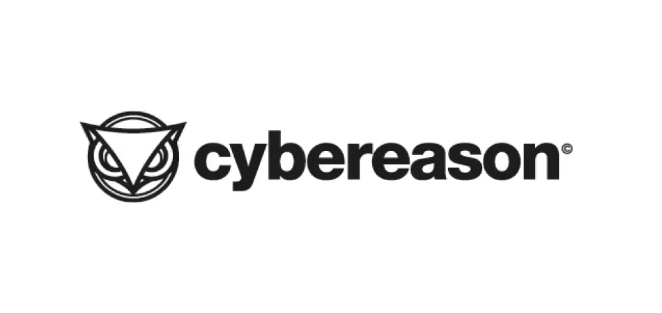 CyberReaon logo featuring a stylized owl face with a triangle in the center, next to the word 'cybereason' in bold black letters.