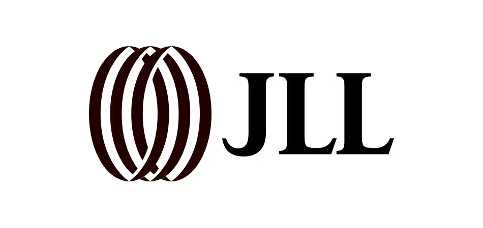 The JLL logo featuring intertwined spherical design and bold black text.
