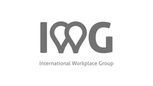 Logo with two interlocked hearts and the letters 'IWG' beneath it, representing International Workplace Group.