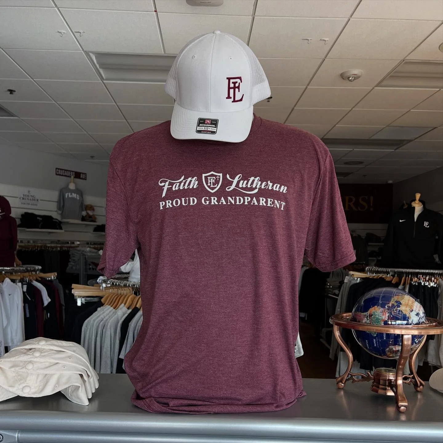 Just a little sneak peek&hellip;Grandparents day shirts, crew necks and hats. Can&rsquo;t wait to see all our Grandparents here on campus Monday 8th. 🤍
