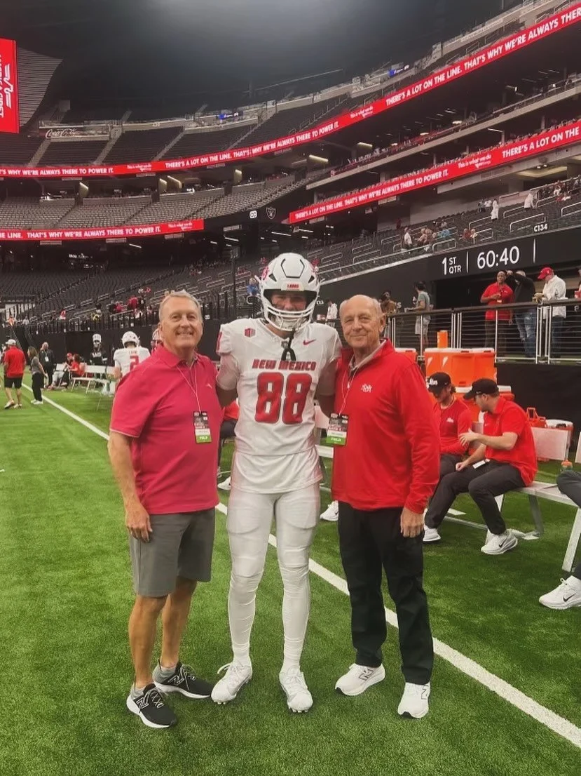 Former Head Coach, Mike Sanford. Class of 2024, Cade Keith. And his grandfather, Tom McDonald.
