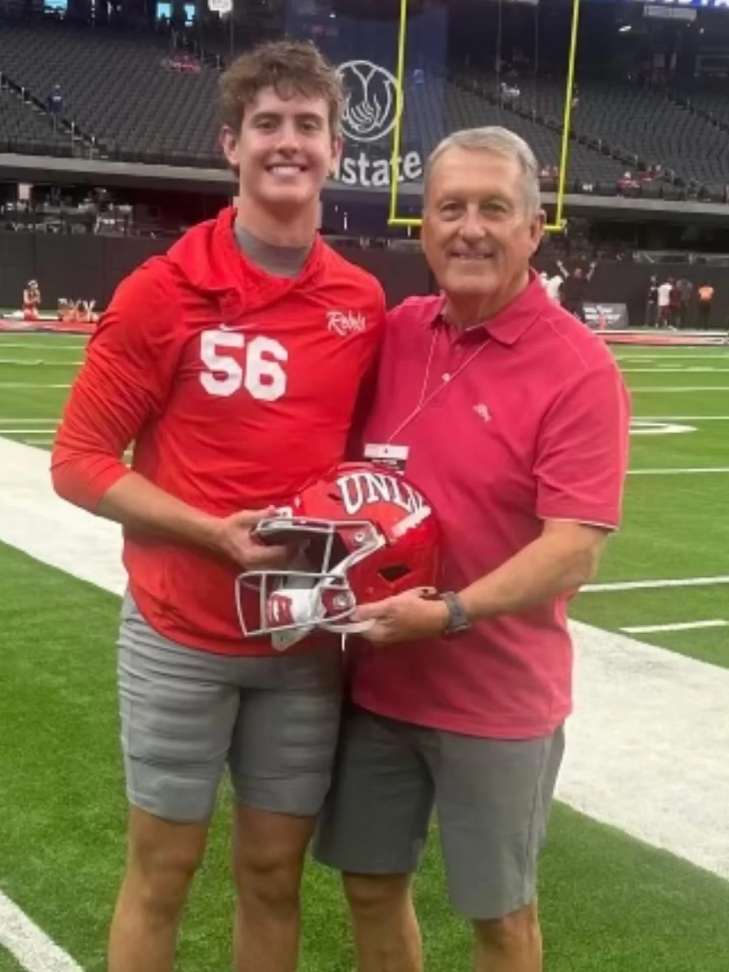 Former Head Coach, Mike Sanford and Andrew O&rsquo;Reilly, class of 2025.