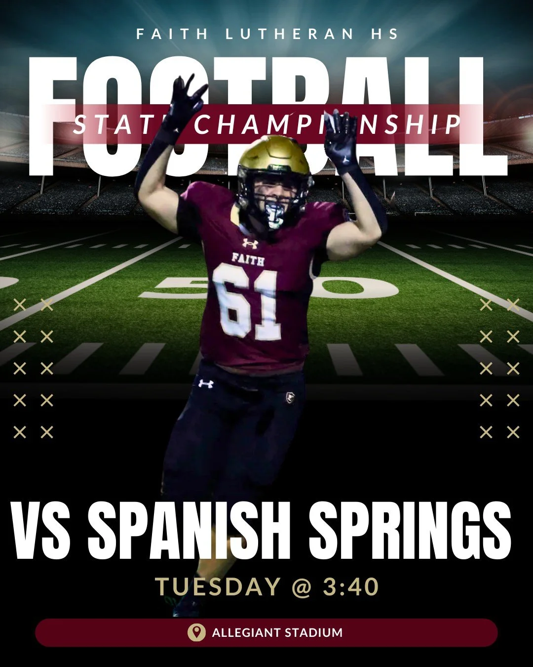 🏈 Looking for Thanksgiving Break plans? Come spend the afternoon with your Faith Family and cheer on our Crusaders as they head to the State Championships at Allegiant Stadium! Let&rsquo;s fill the stands with maroon and gold! ❤️🛡️💛

🔥 Faith Luth