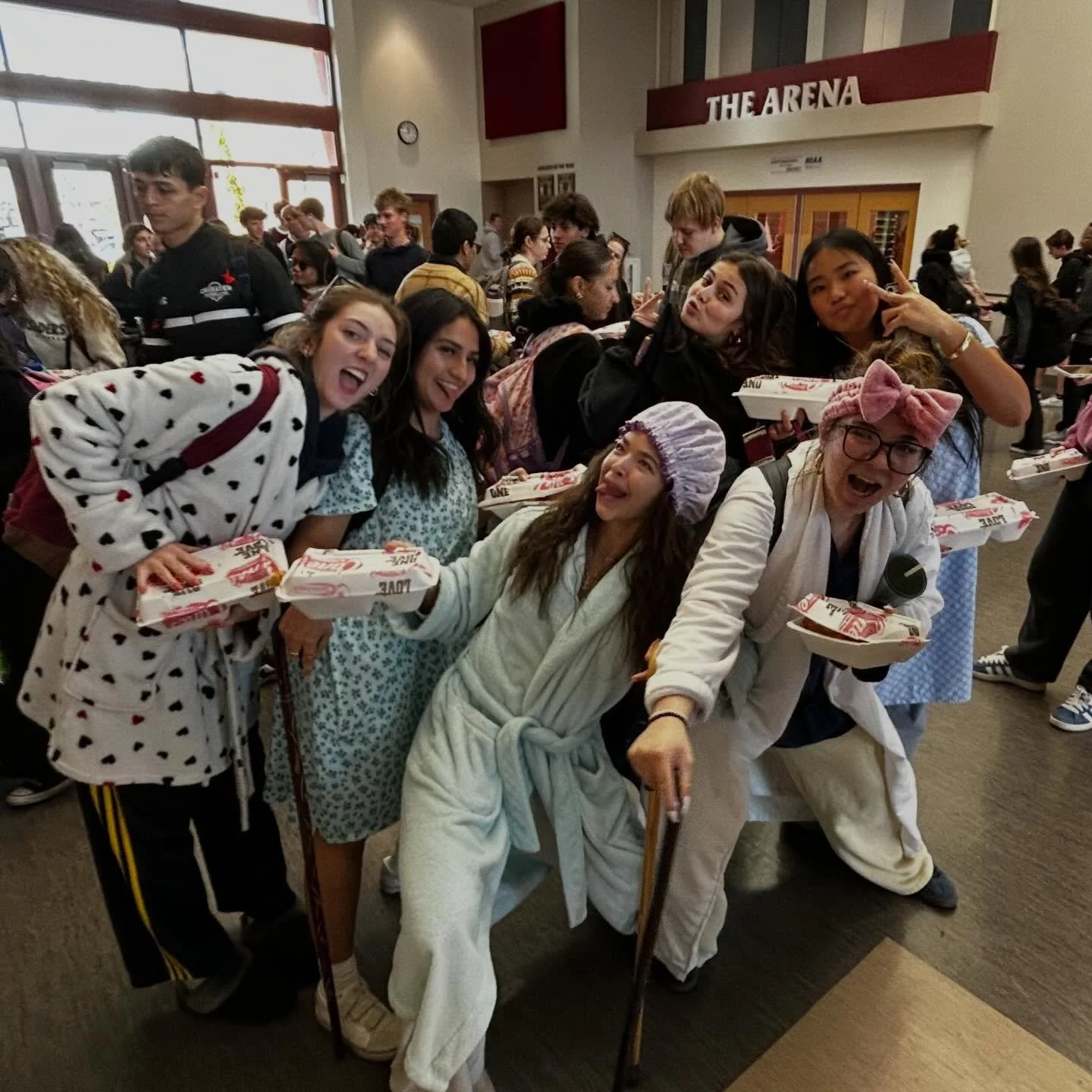Back on campus, seniors are enjoying the kickoff to senior week with Senior Citizen day &amp; the annual &ldquo;Canes &amp; Bingo&rdquo; lunch. 🍗👵🏼