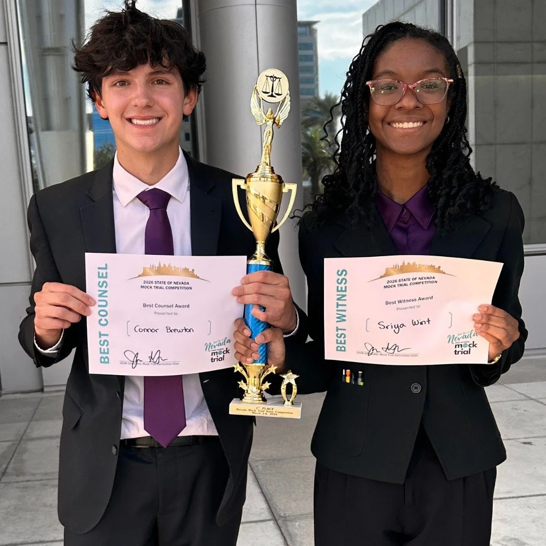 Our Faith Lutheran Gold Mock Trial Team are the 2026 Nevada High School Mock Trial State Champions!

After three trials, they advanced to the championship round, winning 9&ndash;4 on ballots. They will now advance to the National High School Mock Tri