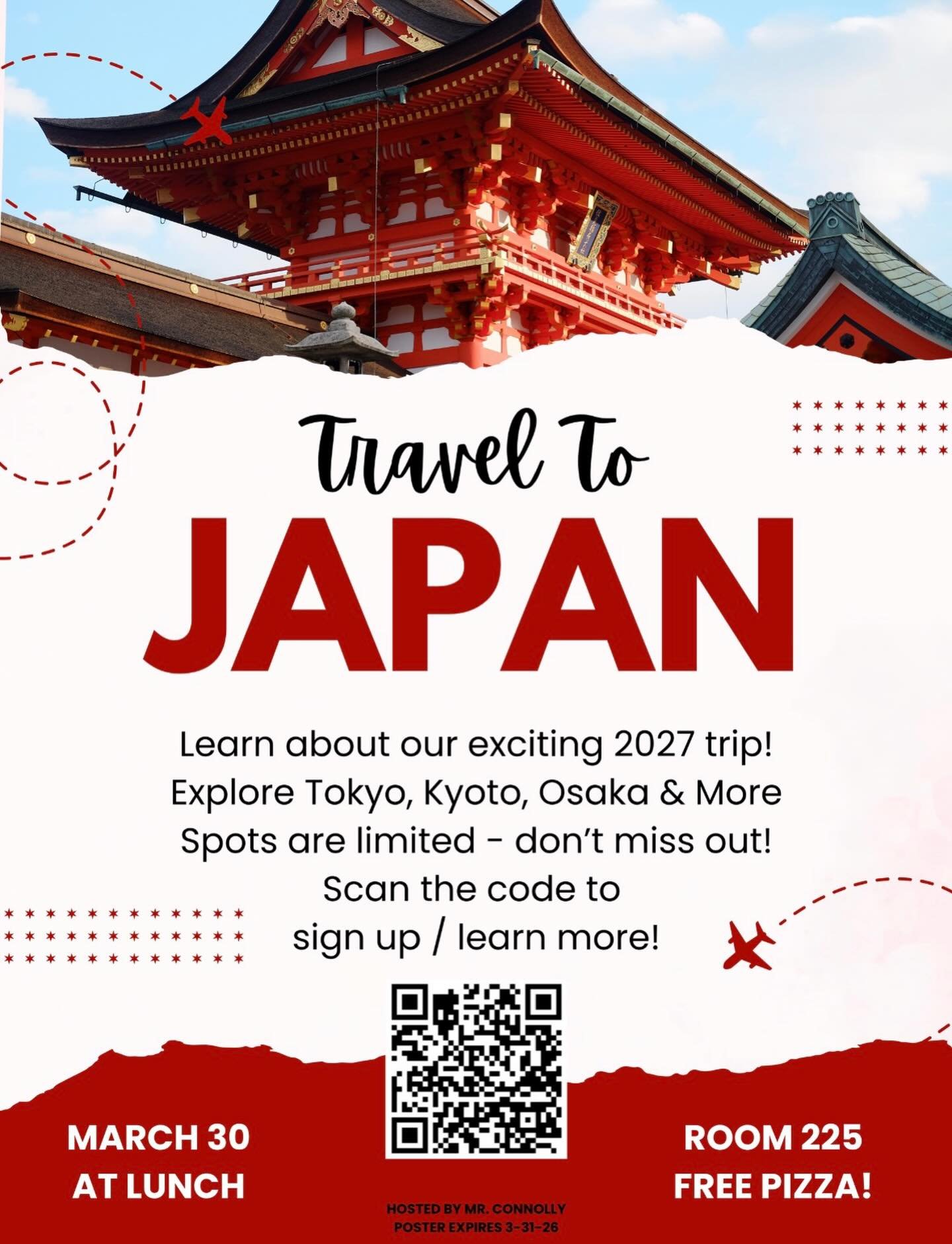 Hey @fl_crusaders ! Optional student travel plans for the 26-27 academic year are in the works! First up&hellip; Japan! 
Interested in Japan? Attend the meeting on Monday in room 225.