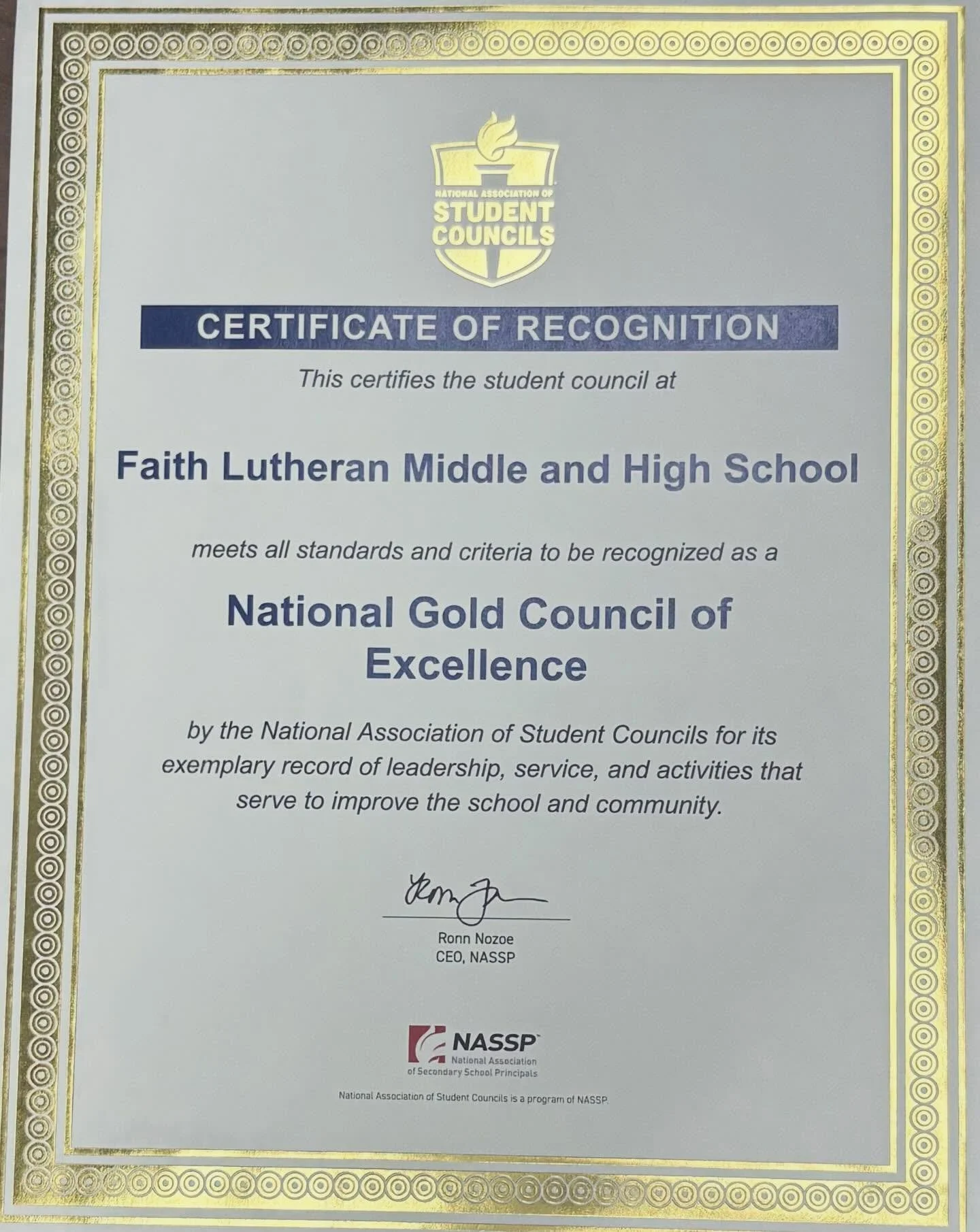 Congratulations to our High School Student Council @fl_stucohs on your recognition! Thank you for all you do to impact our positive school culture! 
#leadership #stuco #crusaderstudentscare #faithlutheranlv #faith 
@fl_crusaders