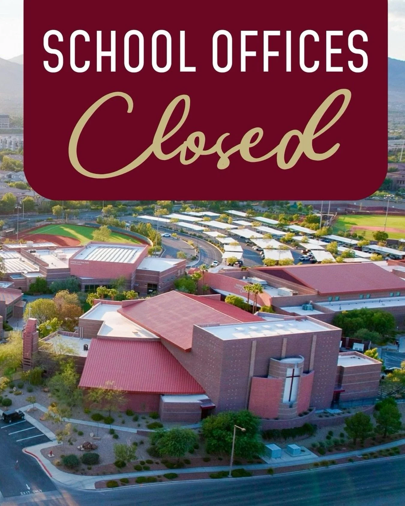 All of our employees are volunteering with @threesquarelv today!

Our school offices are closed, and we will see you tomorrow. Have a great day off, Crusaders! 🛡️