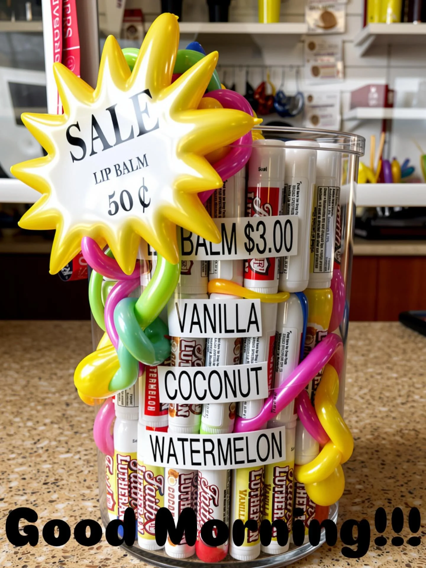 Good Morning!!!! Faith Lutheran lip balm SALE!!! Only .50