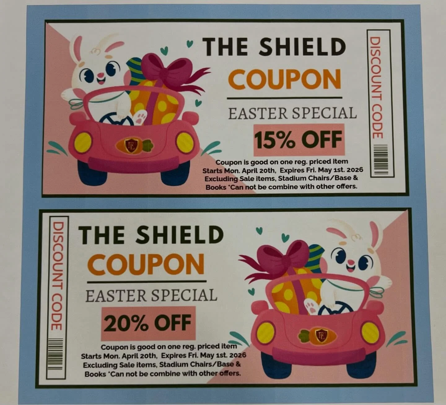 If you earned an Easter Coupon, don&rsquo;t forget to come in and use it on 1 regular priced item!!! Expires May 1st.