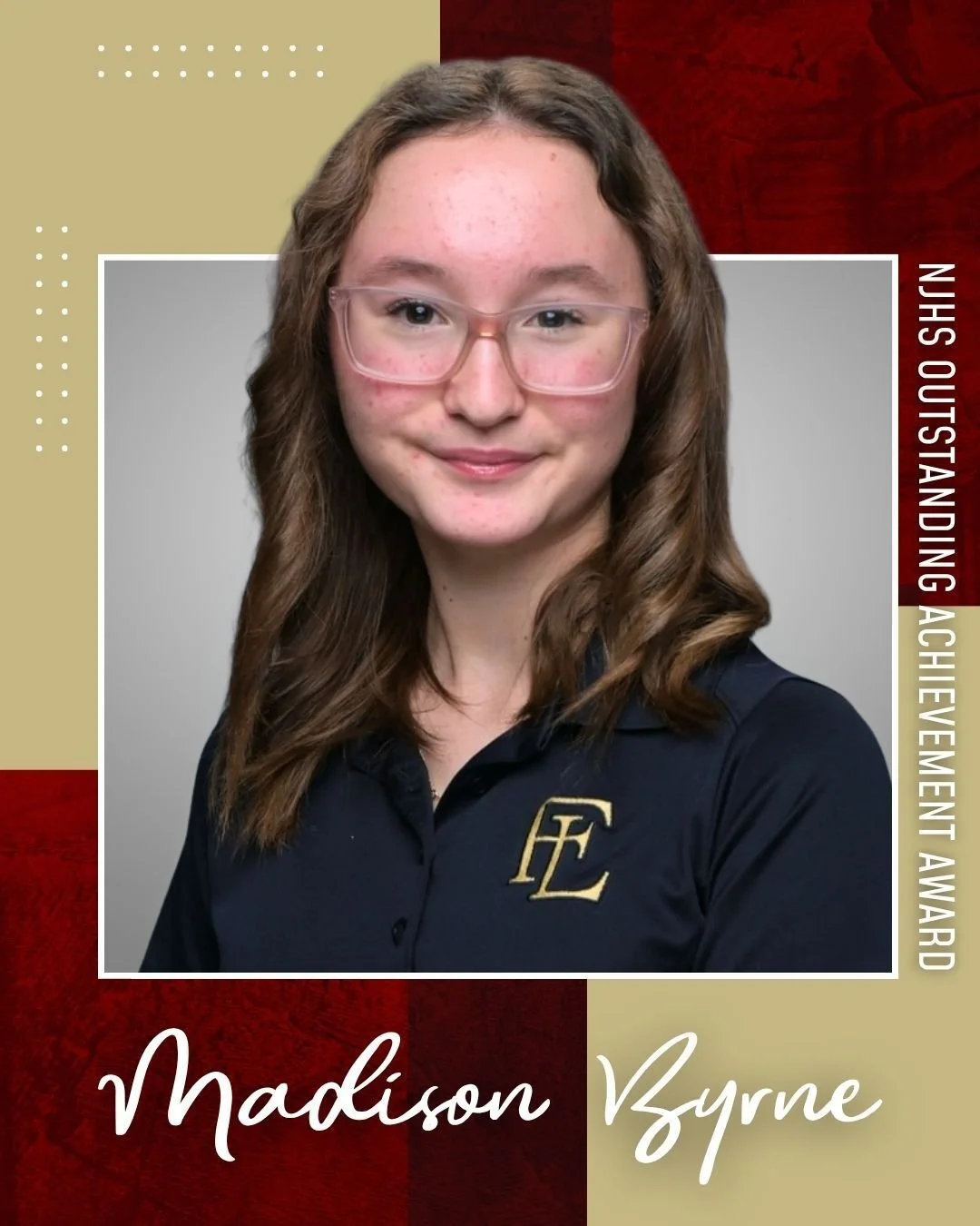 Madison Byrne '30 was awarded the NJHS Outstanding Achievement Award, recognizing her for best representing the pillars of NJHS!

This honor is awarded through the National Junior Honor Society and includes a scholarship, following a competitive appl