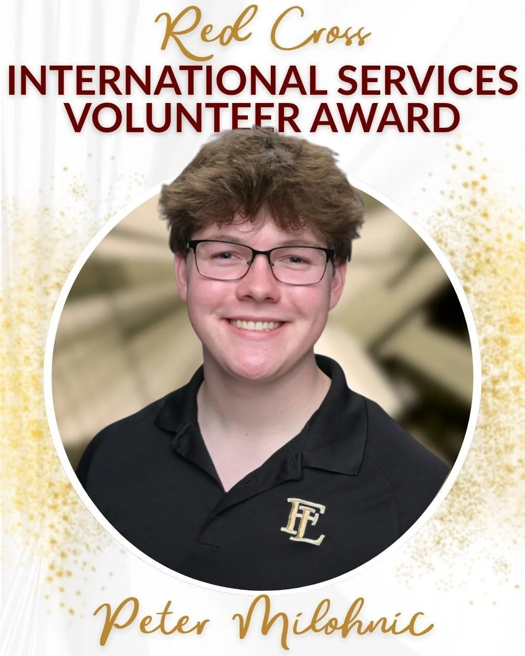 Peter Milohnic '26 was awarded the Red Cross International Services Volunteer Award, recognizing his dedication to serving others and making an impact beyond our local community!