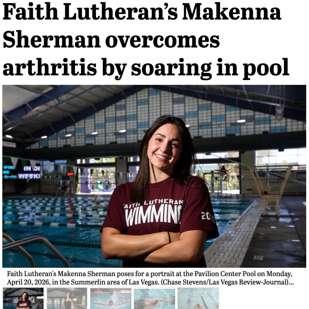 Makenna Sherman (&lsquo;27) was recently featured in the Las Vegas Review-Journal!

The article highlights her journey in swimming and the hard work behind her success.

Check out the article below to learn more!

🔗 in bio!