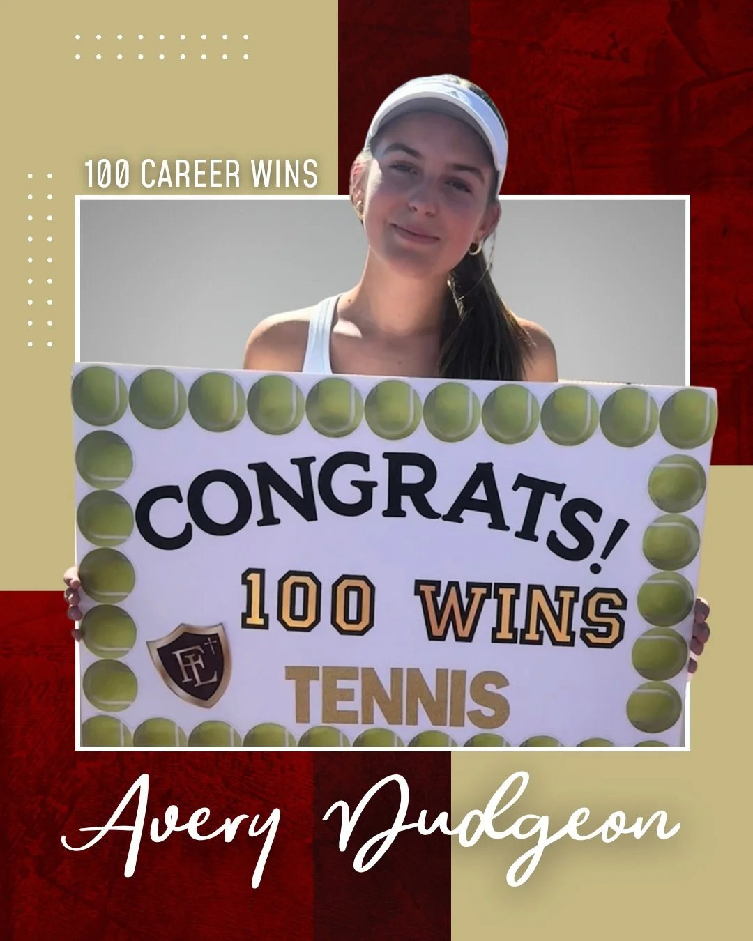 🎾 100 CAREER WINS! 🎾

Congratulations to seniors Avery Dudgeon and Davey Gluth, who have each reached an incredible milestone of 100 career wins with Faith Lutheran Tennis! 🛡️

Reaching triple digits is a huge accomplishment and a testament to yea