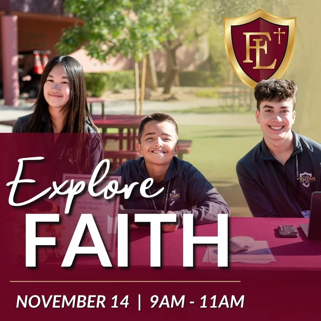 Your adventure at Faith Lutheran starts here!

Join us on Saturday, November 14, for Explore Faith, a Choose Your Own Adventure event where YOU get to decide what to discover!

Explore classrooms, meet our teachers and Student Ambassadors, and learn 
