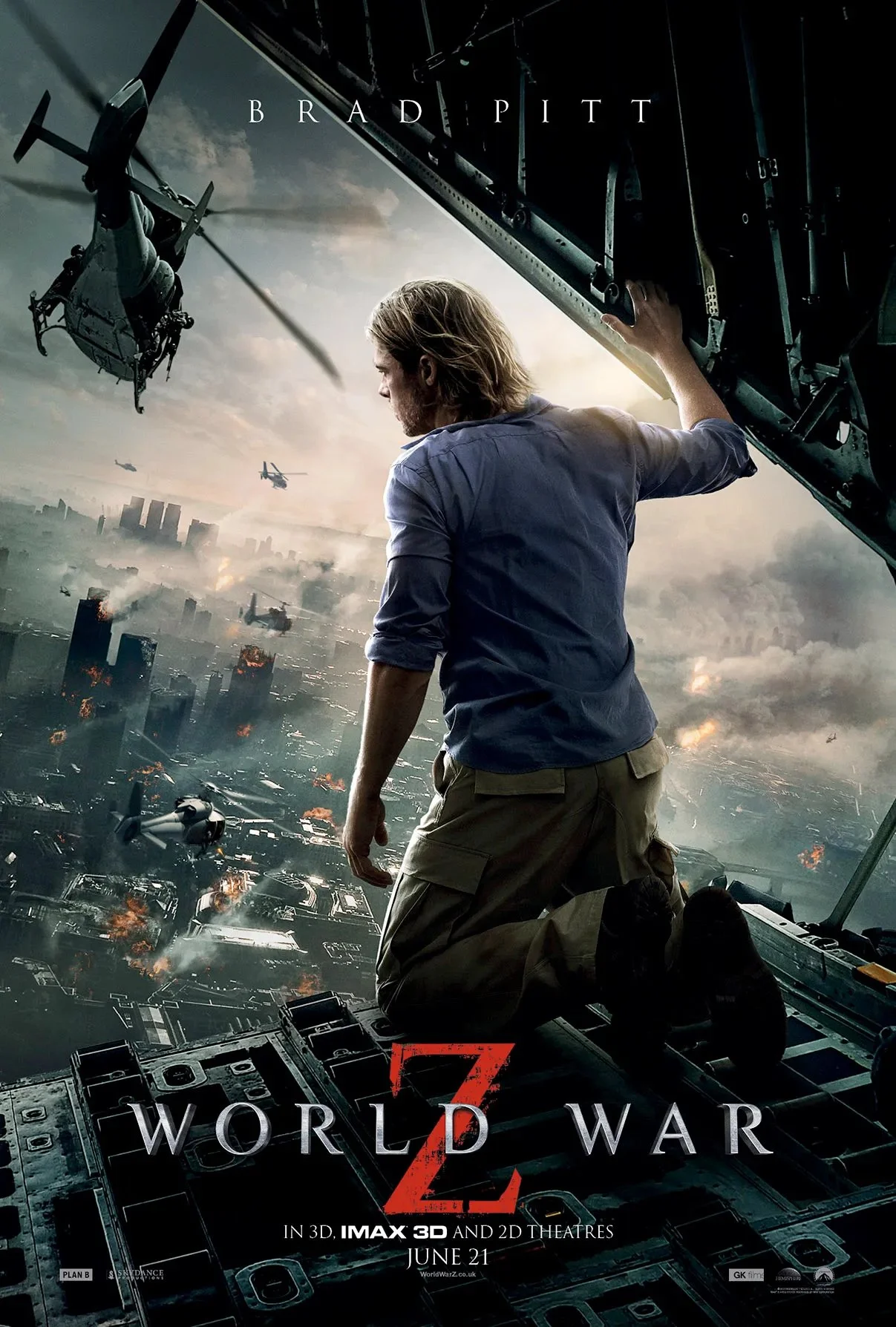 WORLD WAR Z • 3D Editor.
Dir. Marc Forster.
Ed. Roger Barton, Matt Chesse.
Prod/Dis: Paramount Pictures.
116 mins.
Action/Horror.
2013