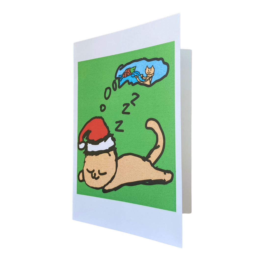 Cat + Fish Christmas Card