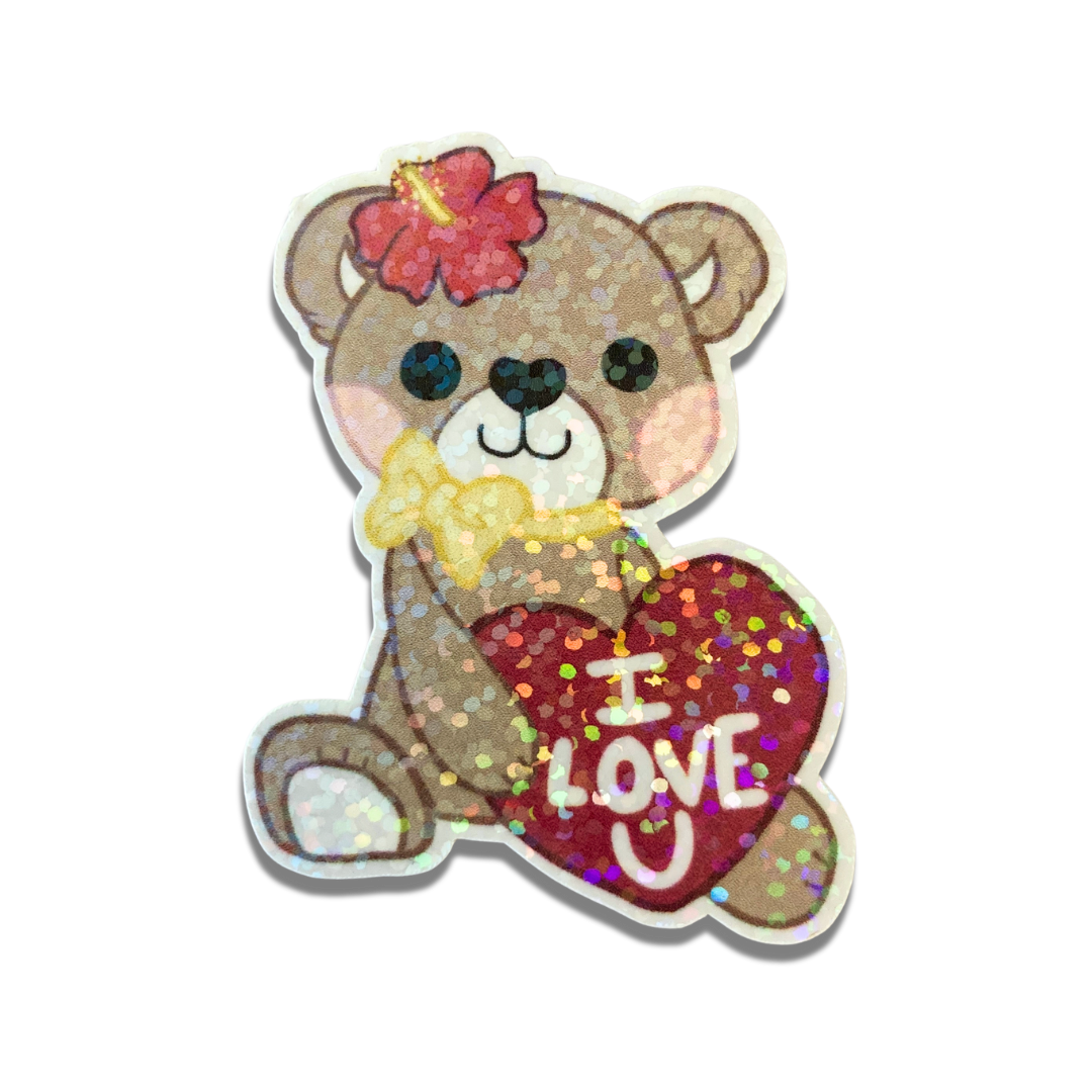 "I Love U" Teddy Bear Sticker