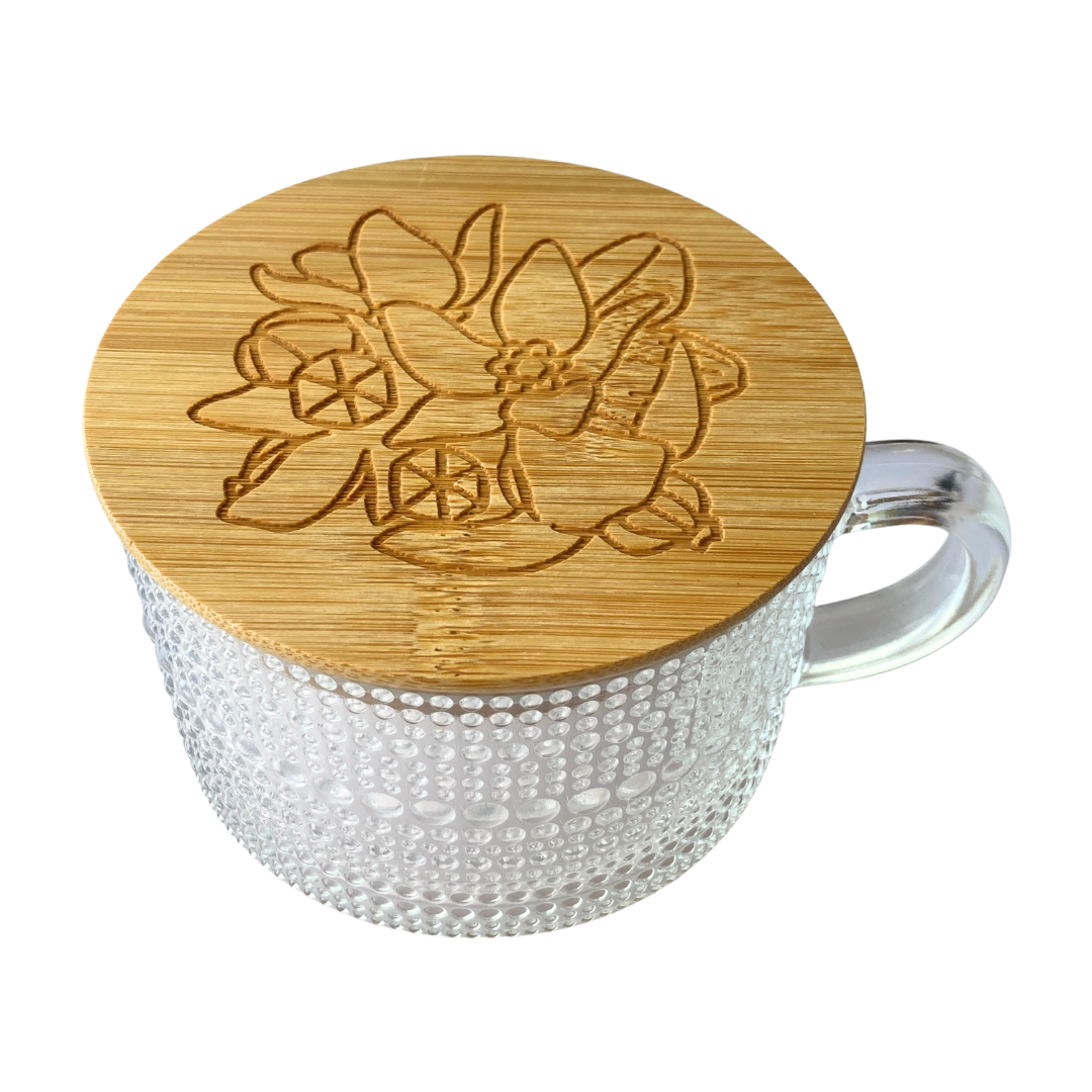 Pua Kalaunu (Crown Flower) Glass Tea Cups w/ Cover