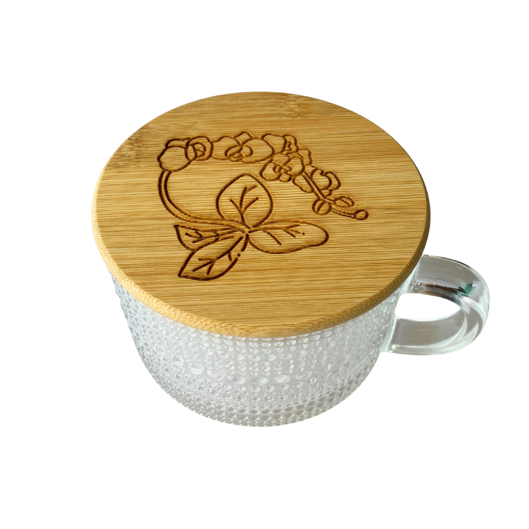 Orchid Glass Tea Cups w/ Covers