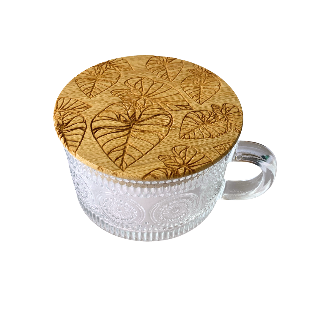 Kalo Pattern Glass Tea Cups w/ Cover