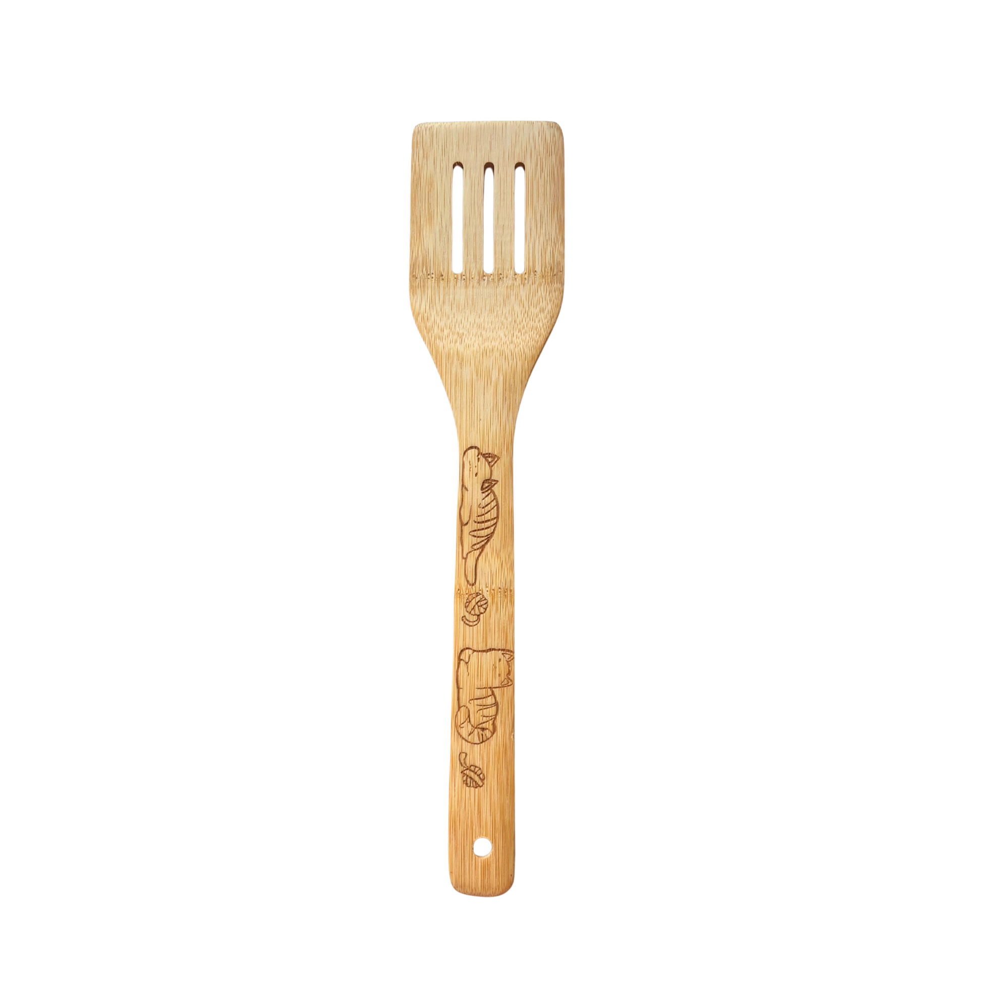 Cat and Yarn Bamboo Utensils