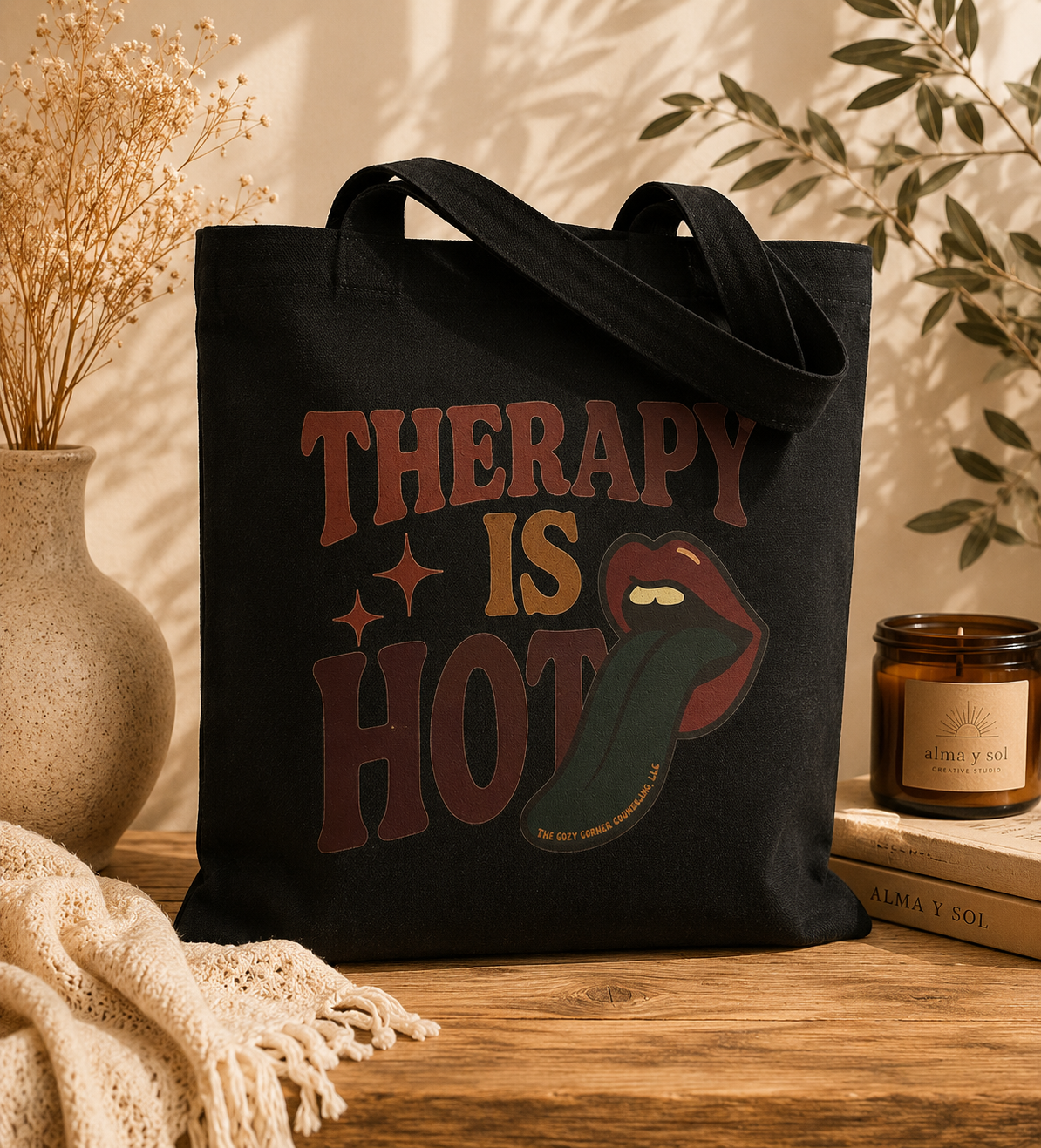 "Therapy is Hote" Tote Bags