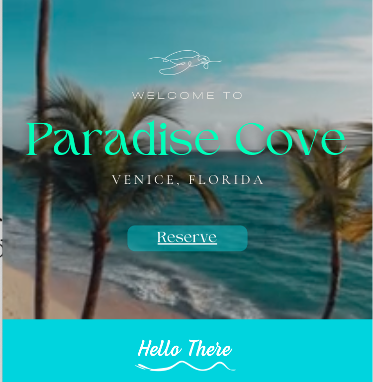 Paradise Cove Venice Florida
Website design for Paradise Cove, a vacation rental property in Venice, Florida. Custom Squarespace design with brand identity and photography integration.