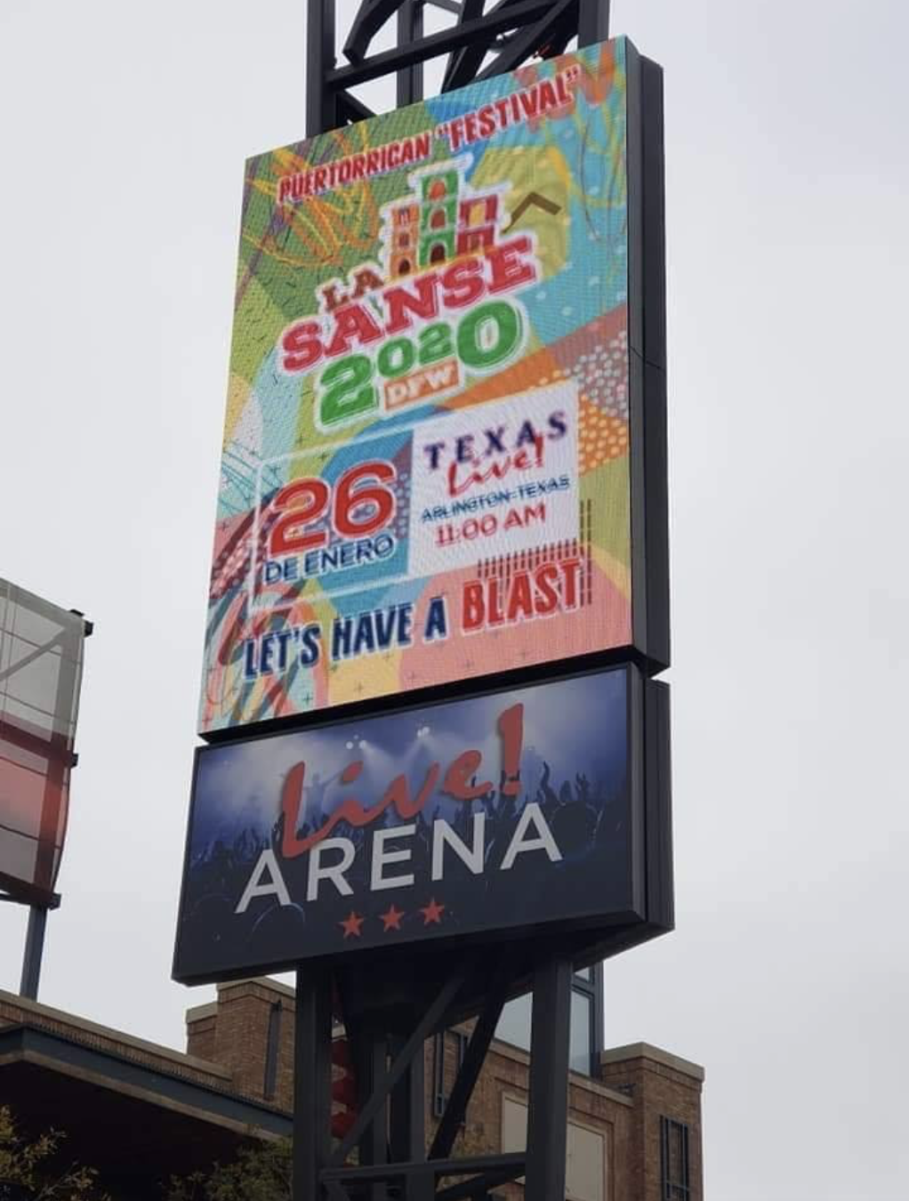La Sanse 2020 Texas Live
Event marketing and branding for La Sanse 2020 at Texas Live Arena. Large-format signage, promotional materials, and event identity for a Puerto Rican cultural festival drawing thousands of attendees.