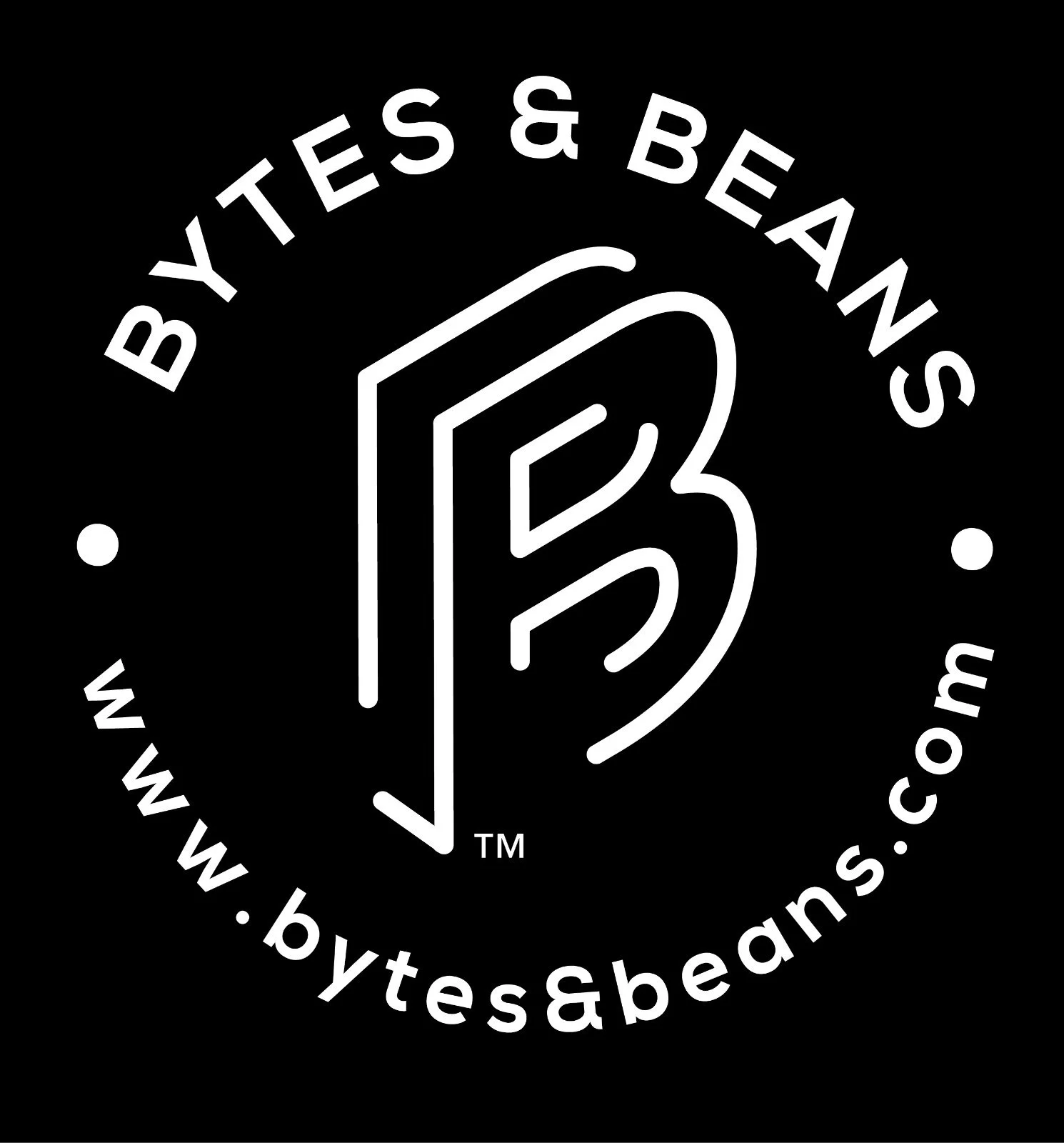 Logo and brand identity design for Bytes & Beans, a technology and software development firm. Custom badge-style logo, typography, and brand system.