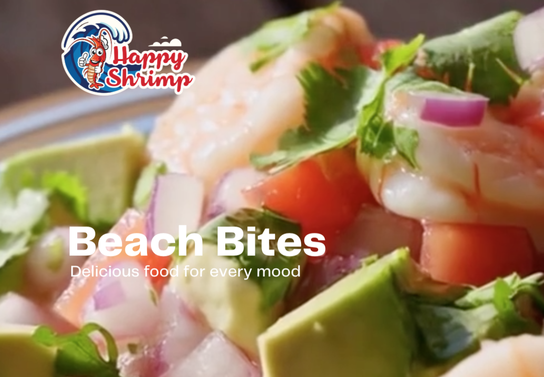 Full brand development for Happy Shrimp, a Florida-based food concept created by Vives Digital. Project included brand identity, logo design, website, social media graphics, and digital and print assets.
