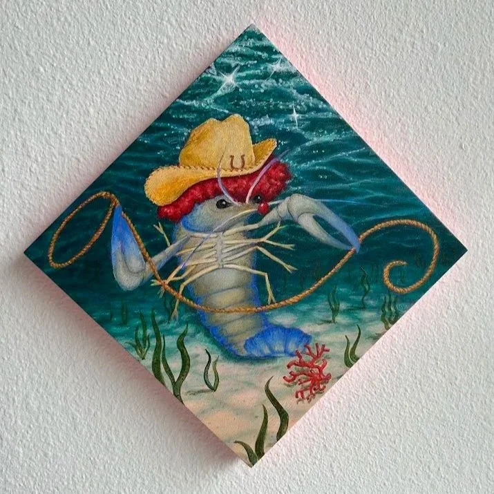 Crawfish Rodeo Clown, acrylic, 2025