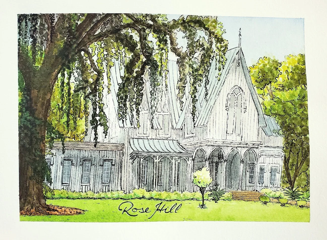 Rose Hill commission, watercolor, 2022