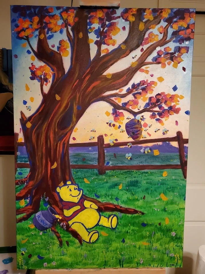 Winnie the Poo commission, acrylic, 2023