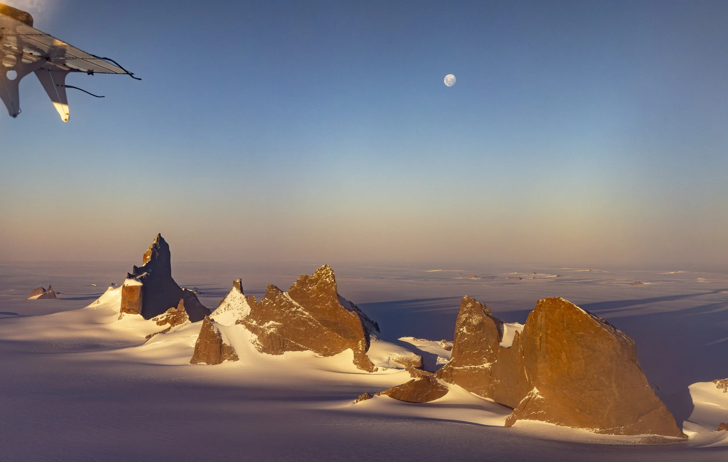 Moon over the Drygalski Mountains