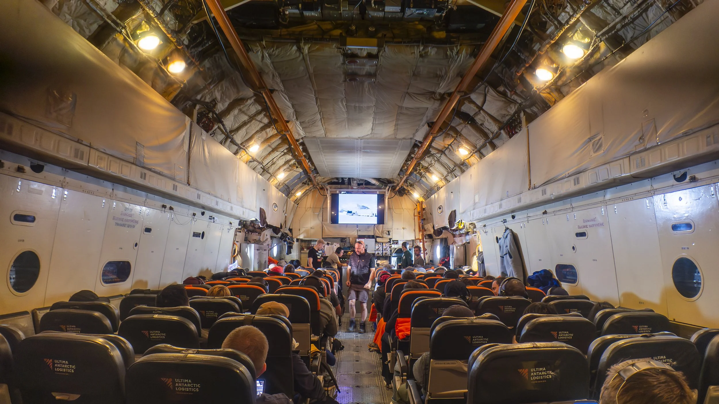 Ilyushin Il-76 - Inside the cavernous cargo hold on a flight from Cape Town to Antarctica