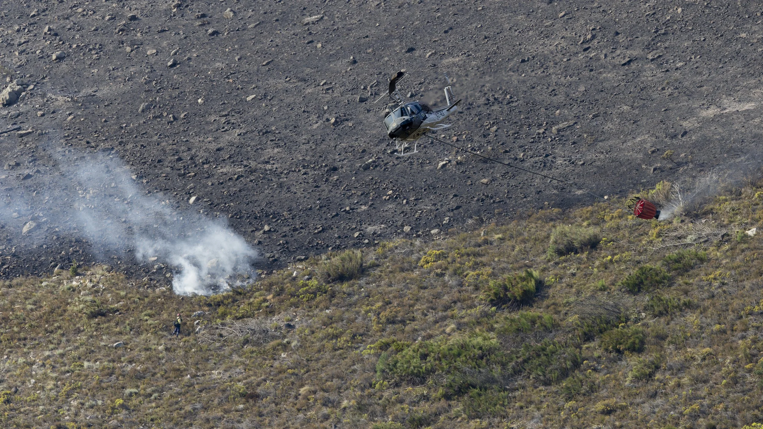 UH-1H "Huey" deployed during wildfire operations in the Franschhoek valley, Western Cape, South Africa